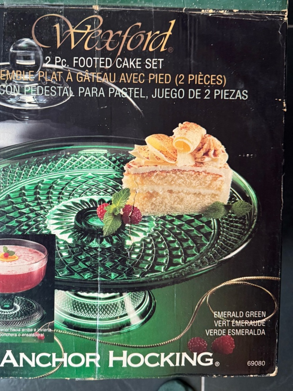 Anchor Hocking Wexford Emerald Green 2-Pc. Footed Cake Set Model #69080 IOB - Picture 14 of 16